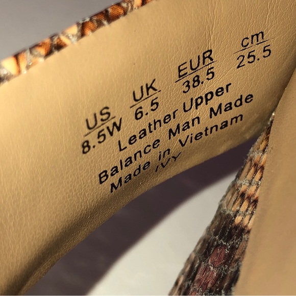 NATURALIZER (8.5W) Ivy Leather Snakeskin Print Sandals Mauve Tan Black - Picture 6 of 16